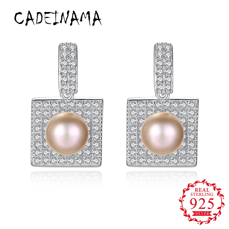 CADEINAMA Vintage Women Natural Freshwater Pearl Drop Earrings Square 925 Sterling Silver Long Earrings Zircon Girl Wedding Gift
CADEINAMA Vintage Women Natural Freshwater Pearl Drop Earrings Square 925 Sterling Silver Long Earrings Zircon Girl Wedding Gift