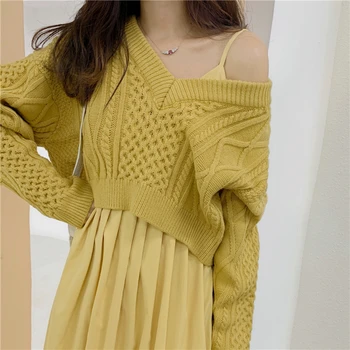 Women's Two-piece Set Spring new 2020 Ladies Short Knit Sweater With Sling Dress Female Suit
Women's Two-piece Set Spring new 2020 Ladies Short Knit Sweater With Sling Dress Female Suit