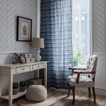 Curtain Finished Product Geometry Printed Bohemian Blue Small Window Kitchen Curtain Cotton Linen Semi-Light-Shielding Bay Windo
Curtain Finished Product Geometry Printed Bohemian Blue Small Window Kitchen Curtain Cotton Linen Semi-Light-Shielding Bay Windo