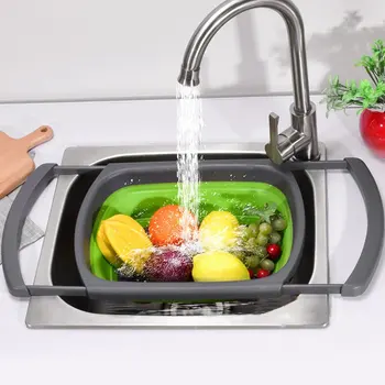 Silicone Collapsible Kitchen Folding Strainer Bowls Drain water filter basket Over The Sink Retractable Colander With Handle
Silicone Collapsible Kitchen Folding Strainer Bowls Drain water filter basket Over The Sink Retractable Colander With Handle