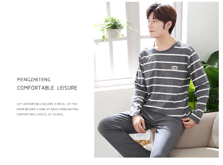 Plus Size 5XL Men's Pajamas Homewear Autumn Cotton Pajamas Set with Pants Male Sleepwear Long Sleeve Cotton Home Clothes for Men Plus Size 5XL Men's Pajamas Homewear Autumn Cotton Pajamas Set with Pants Male Sleepwear Long Sleeve Cotton Home Clothes for Men