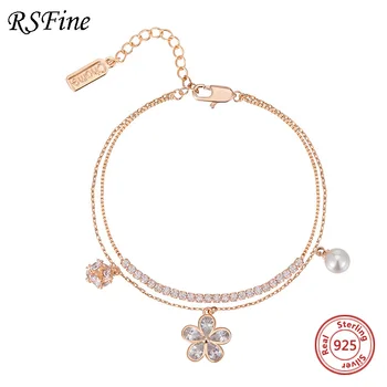 925 sterling silver Pearl bracelet female Flower double layer Diamond Fine jewelry for women mother Singapore chomel brand
925 sterling silver Pearl bracelet female Flower double layer Diamond Fine jewelry for women mother Singapore chomel brand