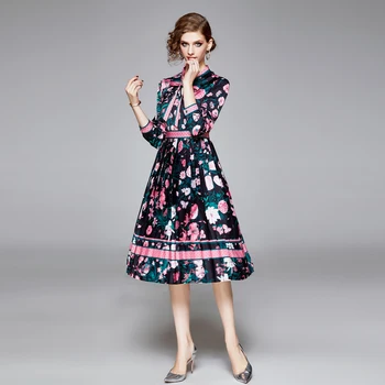 Women Bow Tie Long Sleeve Printed Bottoming Runway Dress Ropa Mujer Verano 2020 Hugging Pleated Floral Retro Party Dress K5858
Women Bow Tie Long Sleeve Printed Bottoming Runway Dress Ropa Mujer Verano 2020 Hugging Pleated Floral Retro Party Dress K5858