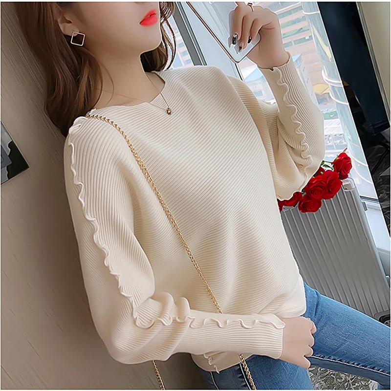 Women's Bat Sleeve Pullover Knitting Shirt, Korean-style Loose-Fit Batwing Shirt, Frilled Sweater Women's, Base Shirt
Women's Bat Sleeve Pullover Knitting Shirt, Korean-style Loose-Fit Batwing Shirt, Frilled Sweater Women's, Base Shirt