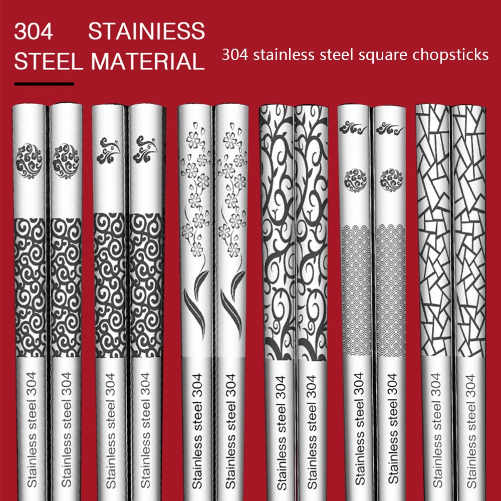 304 Stainless Steel Round Chopsticks Set Skid Anti Scald