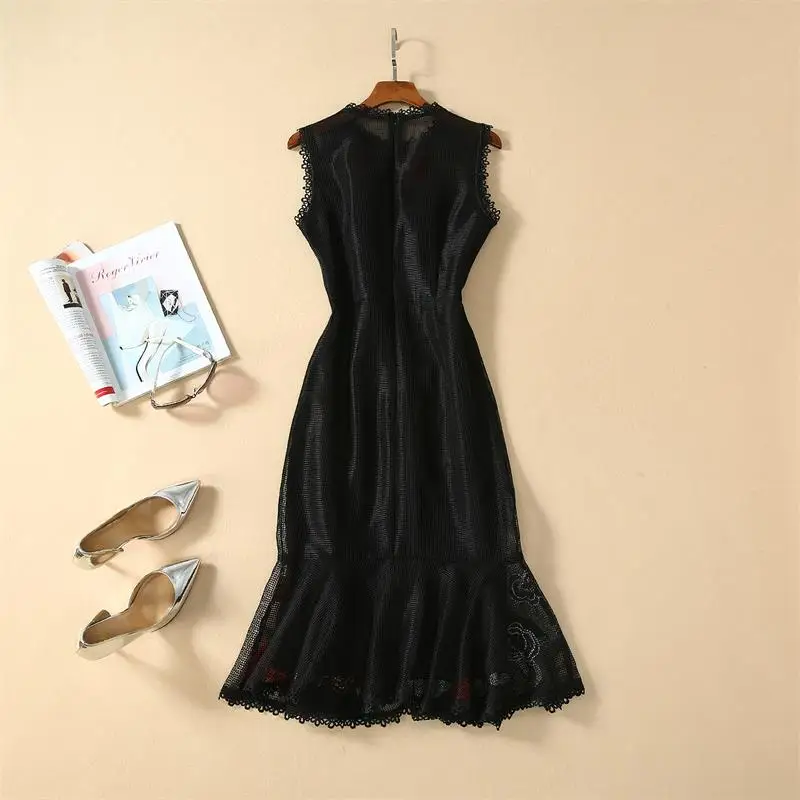 Women Runway Dress 2020 High Quality Spring Summer O-neck Sleeveless Embroidery Vest Mermaid Dresses Vestidos NP0908Y Women Runway Dress 2020 High Quality Spring Summer O-neck Sleeveless Embroidery Vest Mermaid Dresses Vestidos NP0908Y