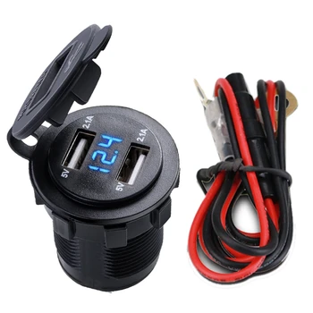 4.2A Car 2 Port Dual USB Charge Adapter Cigarette Lighter Socket LED Voltmeter with Waterproof Cover for DC 12V-24V Cars Vehicle
4.2A Car 2 Port Dual USB Charge Adapter Cigarette Lighter Socket LED Voltmeter with Waterproof Cover for DC 12V-24V Cars Vehicle