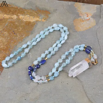Natural White Quartz Point Pendant Lapis Aquamarines White Quartz Chip Beads Knot Handmade Necklace Fashion Women Jewelry
Natural White Quartz Point Pendant Lapis Aquamarines White Quartz Chip Beads Knot Handmade Necklace Fashion Women Jewelry