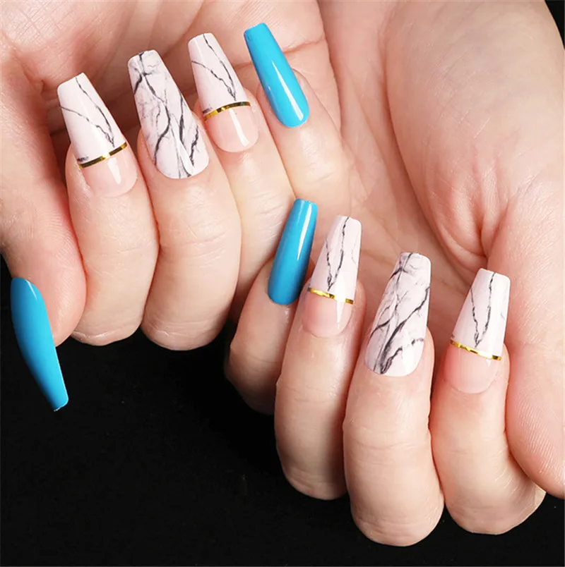 24Pcs Full Cover False Nails Press On Pointed Head Marbling Temperament Matte Wearable Stiletto Fake Nails with Glue 
24Pcs Full Cover False Nails Press On Pointed Head Marbling Temperament Matte Wearable Stiletto Fake Nails with Glue