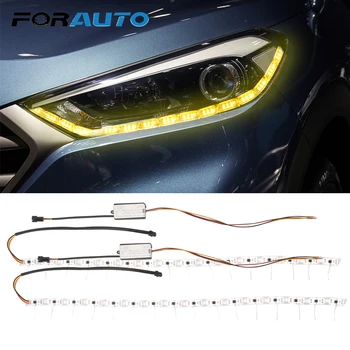FORAUTO 2pcs Flexible LED Strip DRL Car Daytime Running Light Flow Headlight Turn Signals Car Light Assembly White and Amber
FORAUTO 2pcs Flexible LED Strip DRL Car Daytime Running Light Flow Headlight Turn Signals Car Light Assembly White and Amber