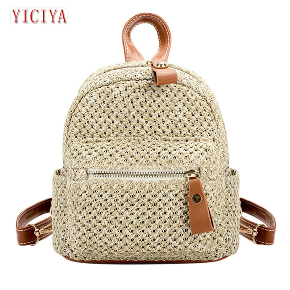 Straw Women Backpack Chain Mini Shoulder Bags Weave Hollow Beach Girls Satchel Schoolbag Fashion Female Small Backpack Rucksack 
Straw Women Backpack Chain Mini Shoulder Bags Weave Hollow Beach Girls Satchel Schoolbag Fashion Female Small Backpack Rucksack