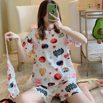 2020 Pajamas Set Cute Cartoon Print Pullover O-Neck Nightwear Soft Sleepwear Summer Ladies T-shirt Lounge Wear Pyjamas
2020 Pajamas Set Cute Cartoon Print Pullover O-Neck Nightwear Soft Sleepwear Summer Ladies T-shirt Lounge Wear Pyjamas