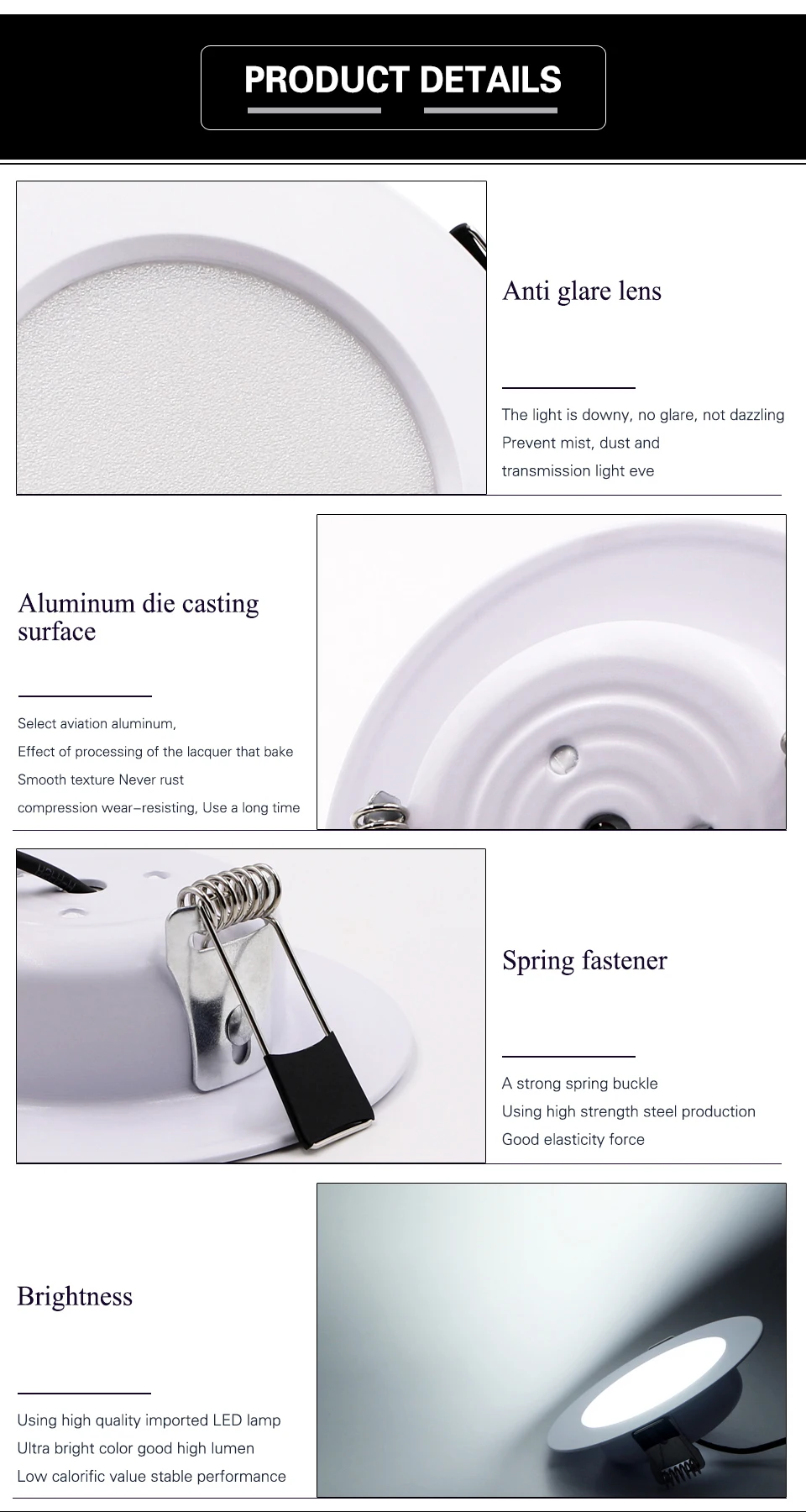 Lqsci LED Downlight 3W 5W 7W 9W 12W 15W Round Recessed Lamp 220V 230V 240V Led Bulb Bedroom Kitchen Indoor LED Spot Lighting