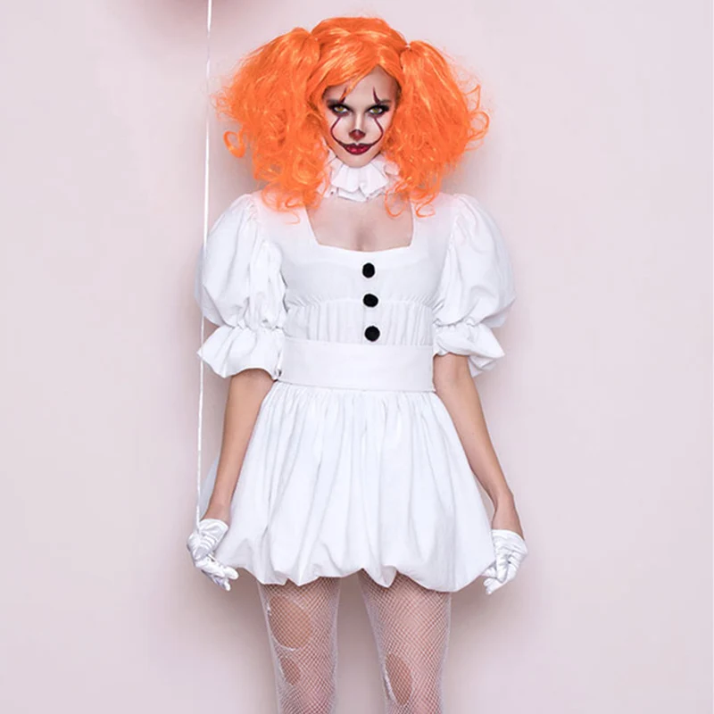 

Gothic Ghost Bride Cosplay Costume Women's Joker Clown Dress Wig Set Vampire Carnival Halloween Costume