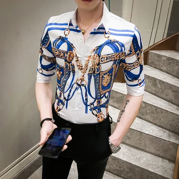 Summer Casual Slim Fit Nightclub Party Tuxedo Clothing Camisa Luxury Print Shirt Men Half Sleeve Streetwear Social Dress Shirts
Summer Casual Slim Fit Nightclub Party Tuxedo Clothing Camisa Luxury Print Shirt Men Half Sleeve Streetwear Social Dress Shirts
