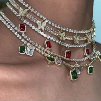 Hip hop rock Necklace Pendant water drop neutral all crystal hip hop jewelry chain necklace punk neck chains for women 
Hip hop rock Necklace Pendant water drop neutral all crystal hip hop jewelry chain necklace punk neck chains for women