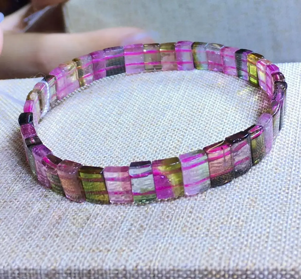 Genuine 7.6mm Natural Watermelon Tourmaline Colorful Bangle Bracelet Women Men Crystal Rectangle Beads Green Red Jewelry AAAAA
Genuine 7.6mm Natural Watermelon Tourmaline Colorful Bangle Bracelet Women Men Crystal Rectangle Beads Green Red Jewelry AAAAA