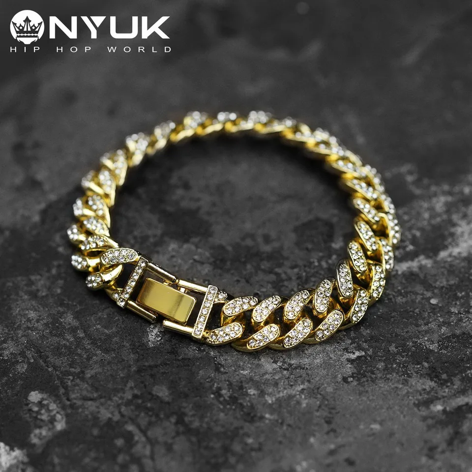 NYUK Hip Hop Bling Iced Out Miami Cuban Link ChainPaved CZ Rapper luxury Bracelet Gold Silver Color Paved CZ Rapper Jewelry
NYUK Hip Hop Bling Iced Out Miami Cuban Link ChainPaved CZ Rapper luxury Bracelet Gold Silver Color Paved CZ Rapper Jewelry