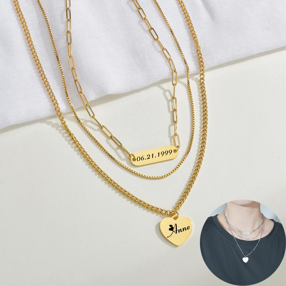 Engraving Name Heart Square Pendant Necklace Three-Layers Stainless Steel For Women Custom Letters Gold Color Jewelry Gifts
Engraving Name Heart Square Pendant Necklace Three-Layers Stainless Steel For Women Custom Letters Gold Color Jewelry Gifts