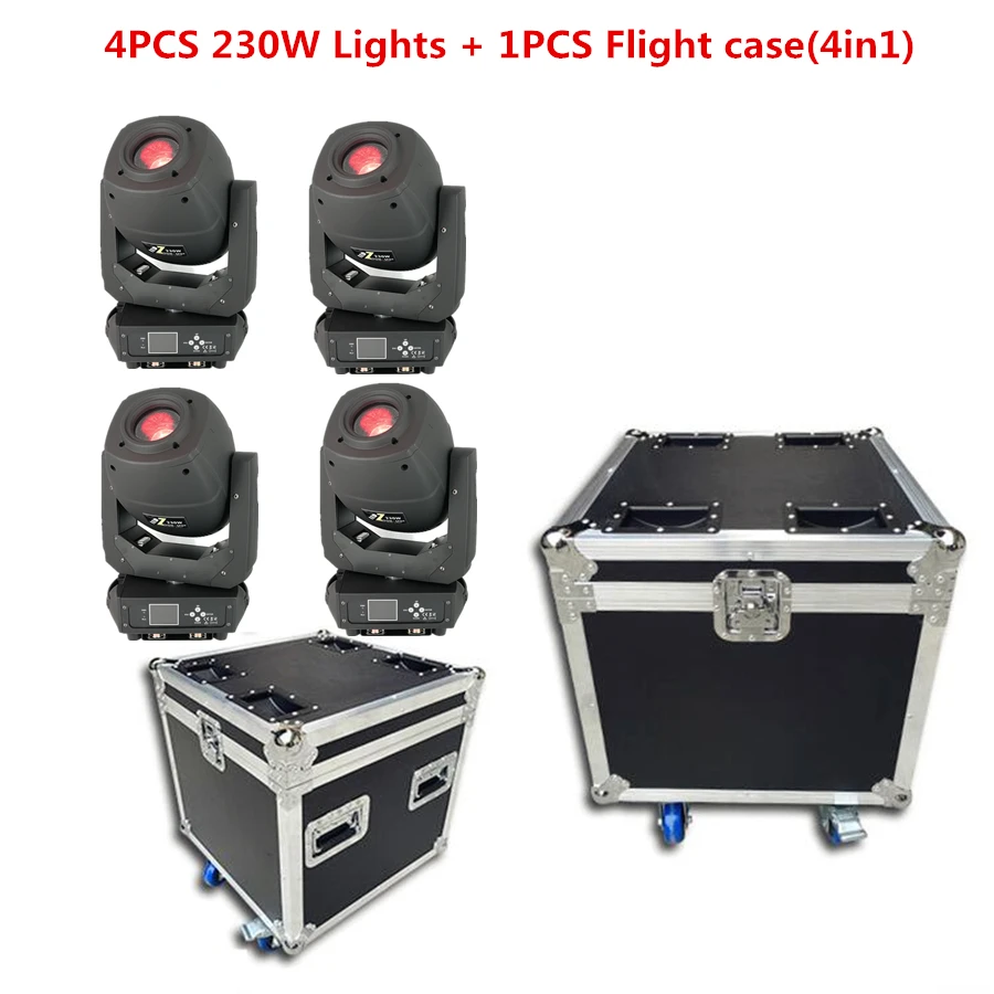 4PCS Lights + 1PCS Flight case LED 230W 3IN1 Moving Head/SPOT/WASHS tage Lighting ldisco dj stage lights dmx spot ed zoom | Лампы и
