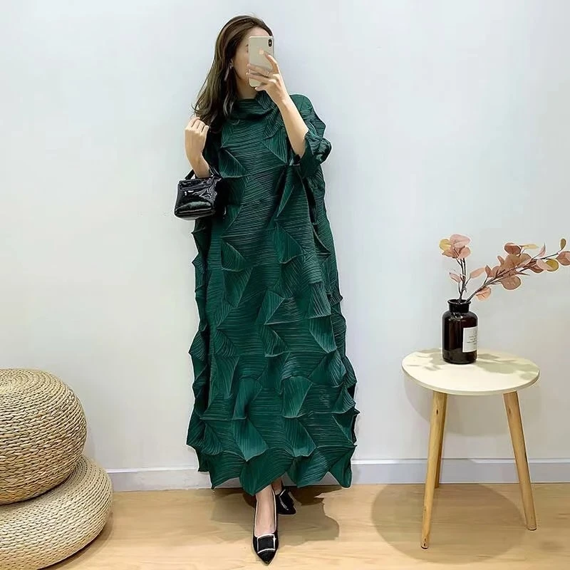 

Miyake 2021 New Summer Age Reduction And Thin Design Messy Trumpet Sleeve Pleated Dress Irregular Casual Skirt Holiday Lace