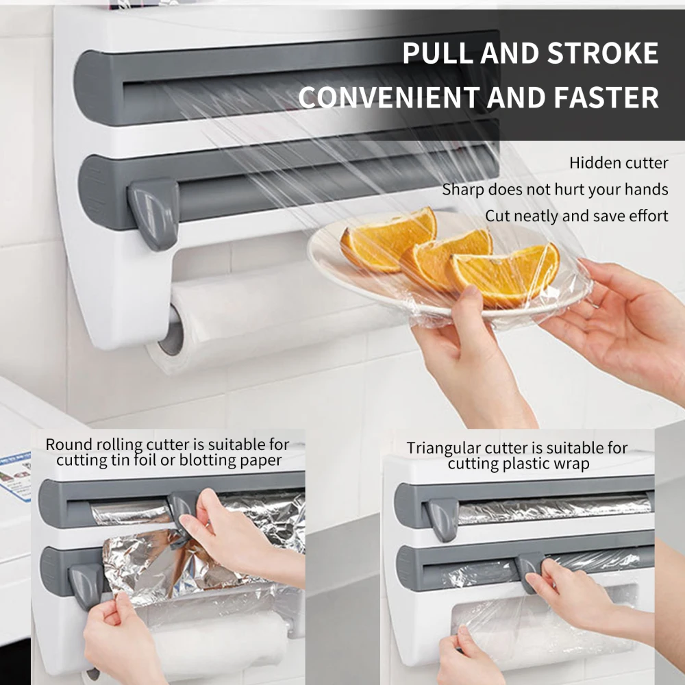 4 In 1 Cling Film Cutting Holder Multifunction Kitchen Organizer Wall-Mount Storage Rack Paper Towel Holder Sauce Bottle Rack
4 In 1 Cling Film Cutting Holder Multifunction Kitchen Organizer Wall-Mount Storage Rack Paper Towel Holder Sauce Bottle Rack