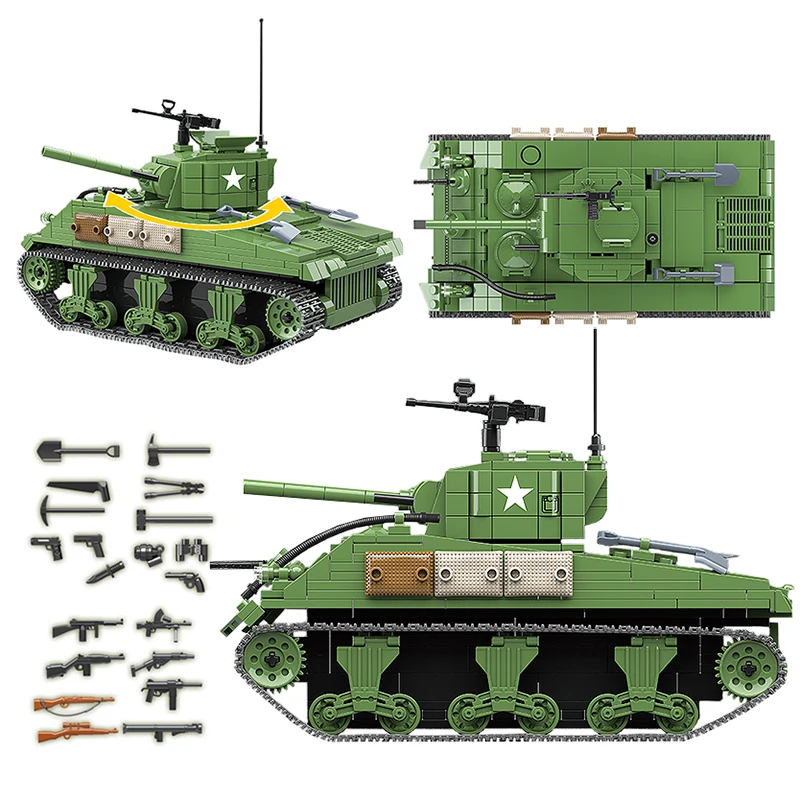 Military Sherman M4A1 Tank WW2 Building Blocks Fit Legoing City Police Soldier Technic Tank Bricks Boys children kids Toys Gifts
Military Sherman M4A1 Tank WW2 Building Blocks Fit Legoing City Police Soldier Technic Tank Bricks Boys children kids Toys Gifts