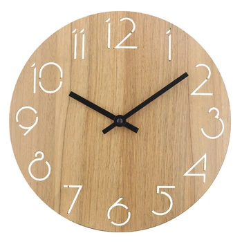 

Wall Clocks Round Modern Design Wooden Wall Clocks Vintage Hollowed Arabic Numbers Solid Clock Watch Reloj De Pared