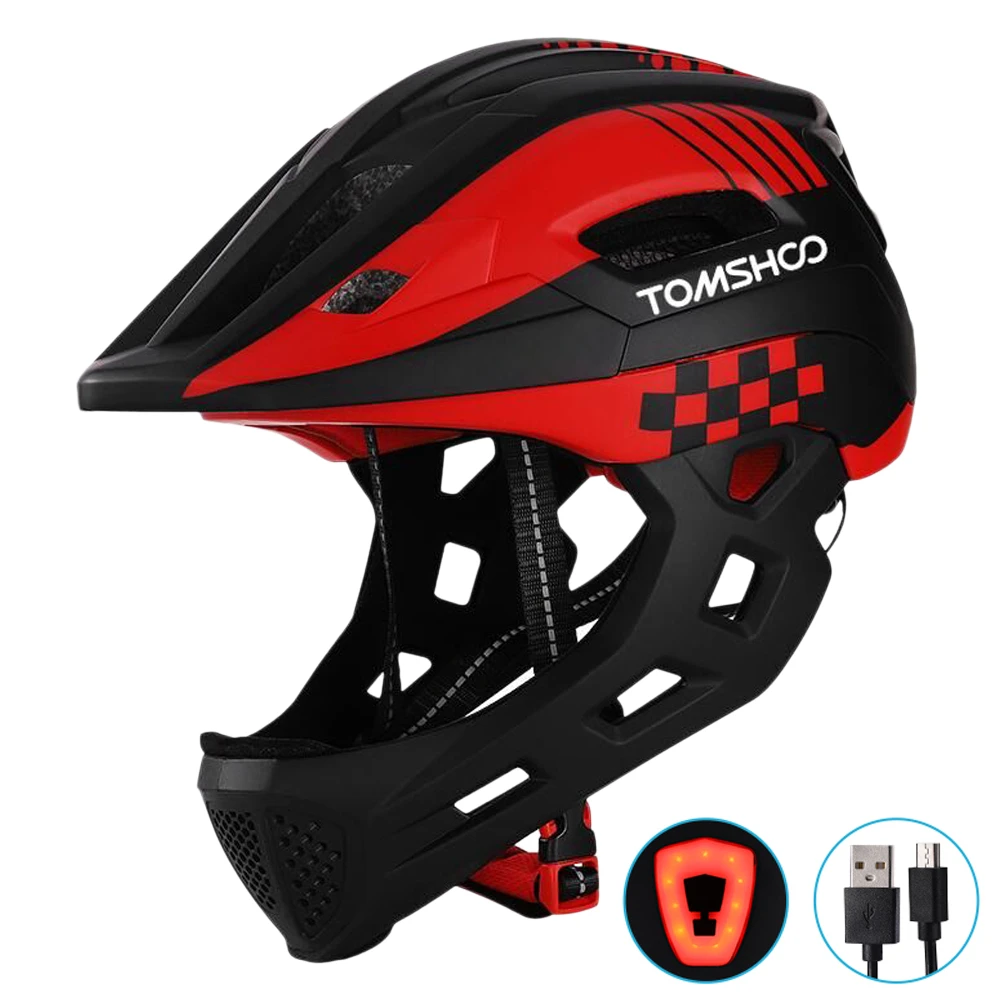 LED Mountain Bike MTB Road Bicycle Helmet Kid Detachable Pro Protection Children Full Face Bike Cycling Helmet Cascos Ciclismo