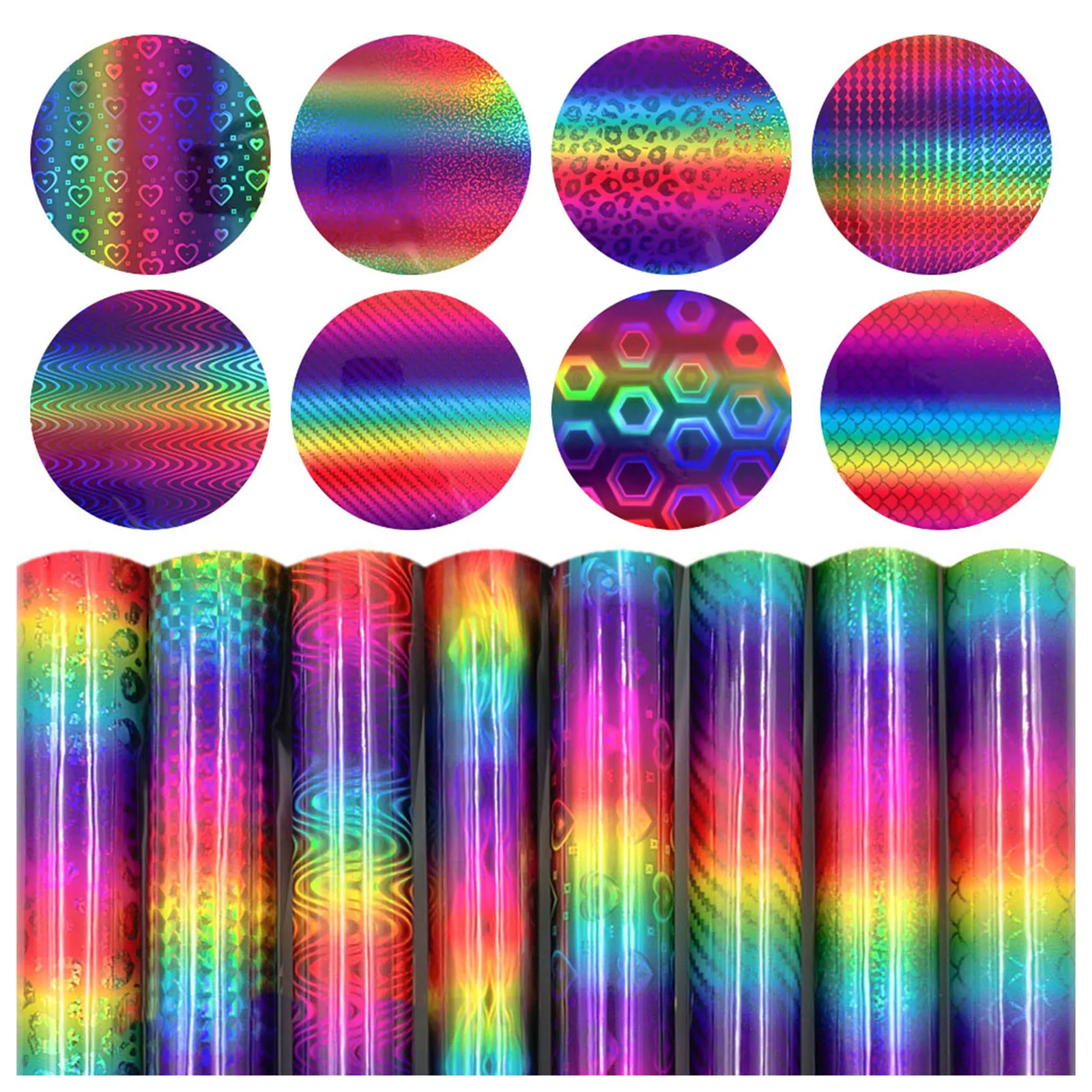 Holographic Rainbow Self Adhesive Vinyl Roll Heat Press Iron on Vinyl HTV Cricut Film for T Shirts Craft Gifts for Decal Sticker
Holographic Rainbow Self Adhesive Vinyl Roll Heat Press Iron on Vinyl HTV Cricut Film for T Shirts Craft Gifts for Decal Sticker