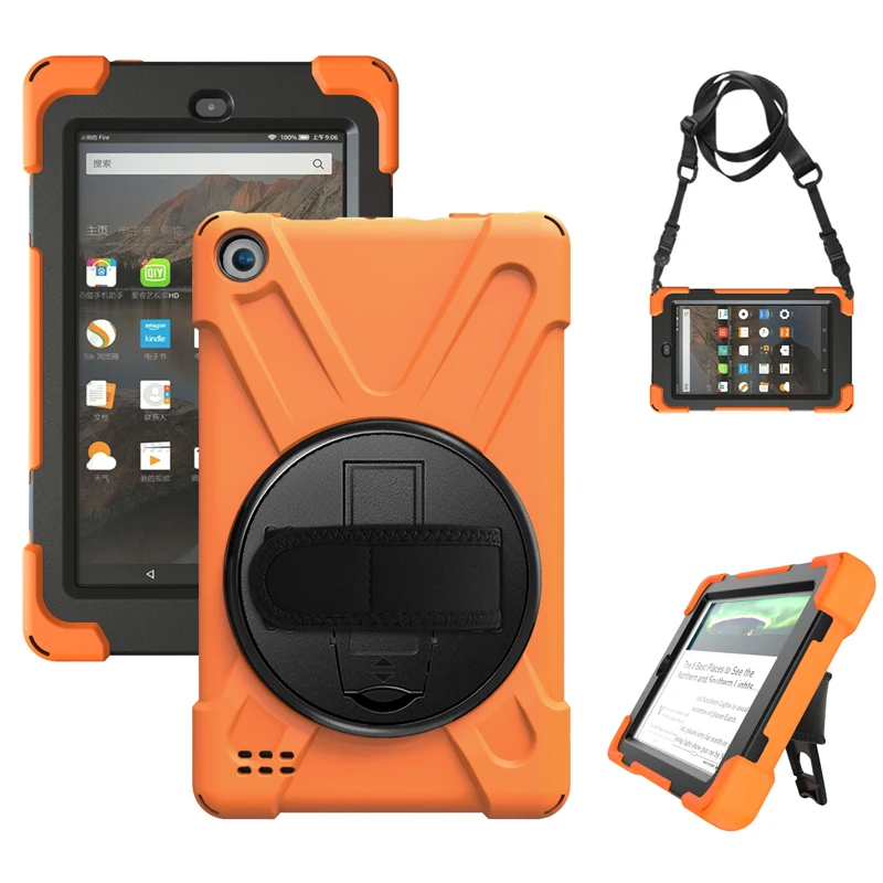 For Amazon Kindle Fire 7 2019 Case Shockproof Shoulder Silicon Cover Rotation PC Stand Handheld Back Case for Amazon HD7 2019
For Amazon Kindle Fire 7 2019 Case Shockproof Shoulder Silicon Cover Rotation PC Stand Handheld Back Case for Amazon HD7 2019