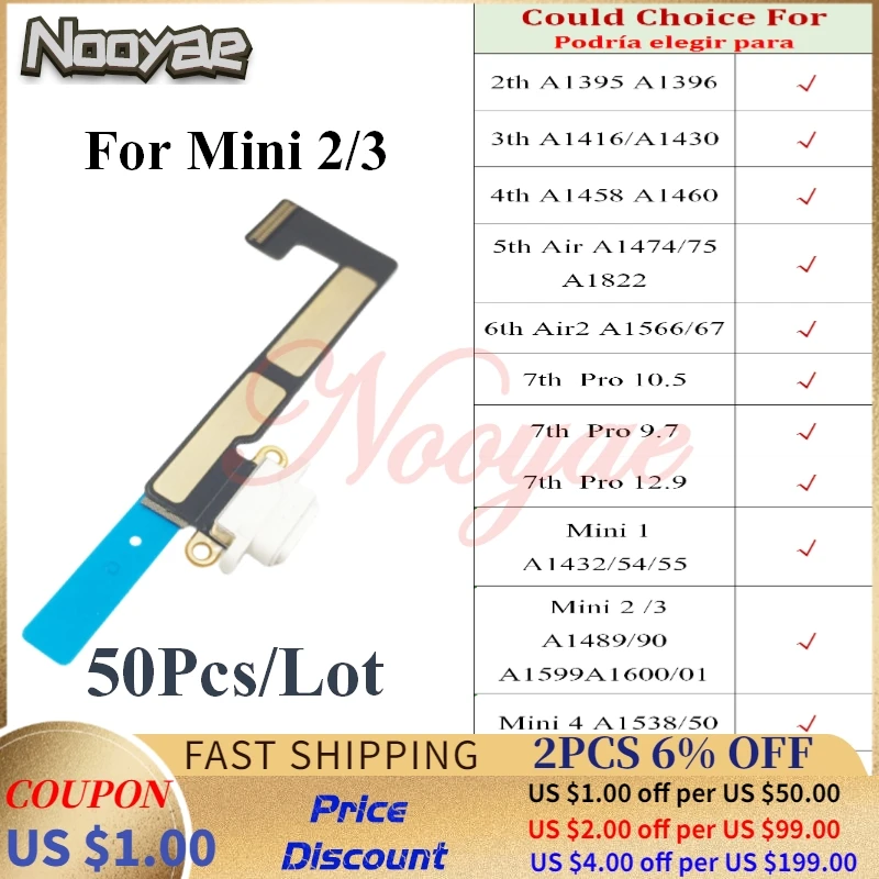 For iPad 2 3 4 5 6 7 Air Mini 2 3 4 Pro 10.5 9.7 12.9 USB Dock Charging Port Charger Plug Flex Cable Connector Board 50pcs/lot
For iPad 2 3 4 5 6 7 Air Mini 2 3 4 Pro 10.5 9.7 12.9 USB Dock Charging Port Charger Plug Flex Cable Connector Board 50pcs/lot