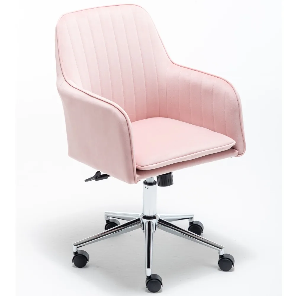 Home Office Swivel Chair Velvet Fabric Modern Height Adjustable Line Style Back with Metal Base&Arms Pink/Blue/Grey Easy Install
Home Office Swivel Chair Velvet Fabric Modern Height Adjustable Line Style Back with Metal Base&Arms Pink/Blue/Grey Easy Install