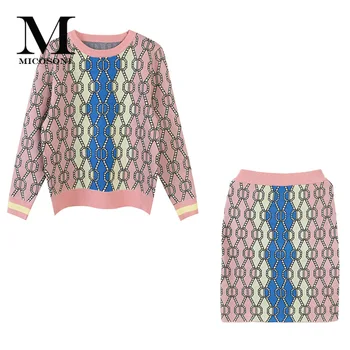 2019 Autumn and Winter New Round Neck Color Block Striped Long-Sleeve Sweater + Skirt Two-Piece Suits Women's Set Pink Blue
2019 Autumn and Winter New Round Neck Color Block Striped Long-Sleeve Sweater + Skirt Two-Piece Suits Women's Set Pink Blue