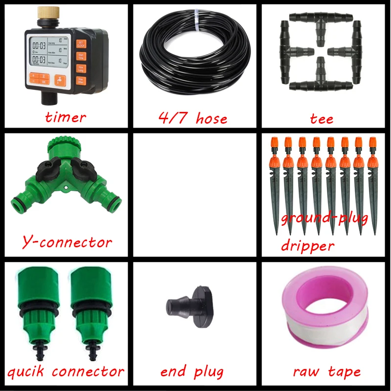 50m 4/7 Micro Drip Irrigation Kits Automatic Watering System with LCD Screen Timer,Gardening Green Tools For Planting Flowers
50m 4/7 Micro Drip Irrigation Kits Automatic Watering System with LCD Screen Timer,Gardening Green Tools For Planting Flowers