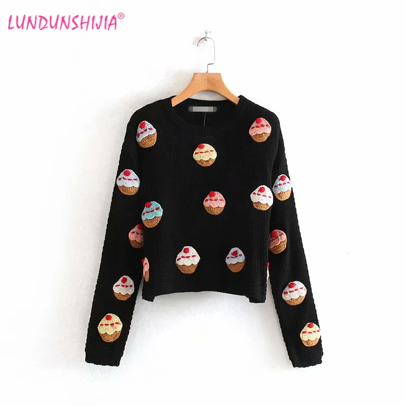 LUNDUNSHIJIA 2019 Autumn Women O-neck Long Sleeve Cake Embroidered Sweaters Knitting Loose Sweater Ladies Short Fashion Tide
LUNDUNSHIJIA 2019 Autumn Women O-neck Long Sleeve Cake Embroidered Sweaters Knitting Loose Sweater Ladies Short Fashion Tide