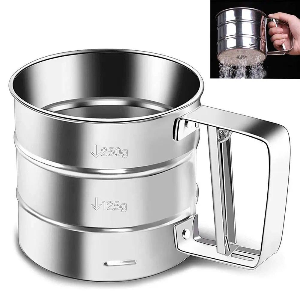 Handheld Flour Shaker Stainless Steel Mesh Sieve Cup Icing Sugar Bake Tool Hand-pressed Hand-pressed Bakeware Sifters
Handheld Flour Shaker Stainless Steel Mesh Sieve Cup Icing Sugar Bake Tool Hand-pressed Hand-pressed Bakeware Sifters