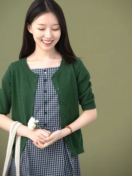 CYNTHIA 2020 New Women Knitwear Female Vintage Knitted Cardigan Hollow-out O-neck Half-sleeve Short-sleeve Sweater Crochet
CYNTHIA 2020 New Women Knitwear Female Vintage Knitted Cardigan Hollow-out O-neck Half-sleeve Short-sleeve Sweater Crochet