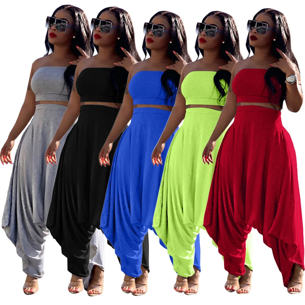 Autumn new solid color print Women's set strapless crop top haren pants suit two piece set vintage party tracksuit outfit GL6299
Autumn new solid color print Women's set strapless crop top haren pants suit two piece set vintage party tracksuit outfit GL6299