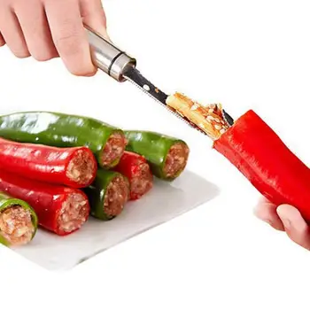 Stainless Steel Chili Seeds Remover Serrated Pepper Seed Remover Stainless Steel Kitchen Tools Fruit Corer Slicer Peeler
Stainless Steel Chili Seeds Remover Serrated Pepper Seed Remover Stainless Steel Kitchen Tools Fruit Corer Slicer Peeler