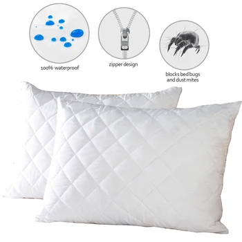 Quilted Pillow Cover Waterproof Pillow Protector Bed Bug & Dust Mite Proof Zippered Pillow Encasement
Quilted Pillow Cover Waterproof Pillow Protector Bed Bug & Dust Mite Proof Zippered Pillow Encasement