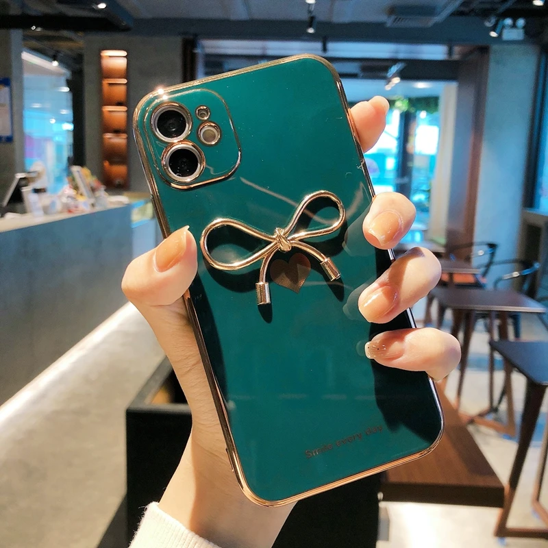 Silicone Love pattern bowknot  Case For iphone