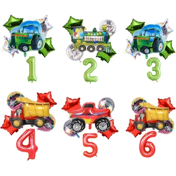 

6pcs Farm Tractor Helium Balloons 40inch Number Foil Balloon Baby Shower Car Train Birthday Party Decorations Kids Air Globos