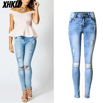 Skinny Jeans Women Denim Pants Irregular wash Holes Destroyed Knee Pencil Pants Casual Trousers Stretch Ripped Jeans
Skinny Jeans Women Denim Pants Irregular wash Holes Destroyed Knee Pencil Pants Casual Trousers Stretch Ripped Jeans