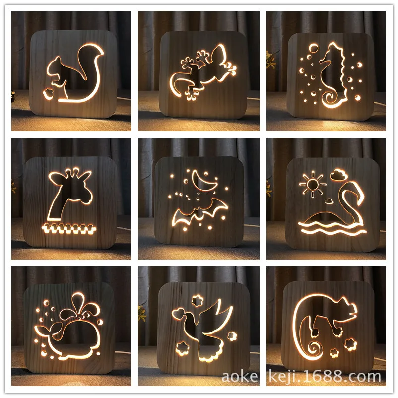 2019 Foreign Trade New Style Wood 3D Lamp Animal Warm Light Small Night Lamp Decoration Atmosphere Gift Energy-saving LED Lamp 
2019 Foreign Trade New Style Wood 3D Lamp Animal Warm Light Small Night Lamp Decoration Atmosphere Gift Energy-saving LED Lamp