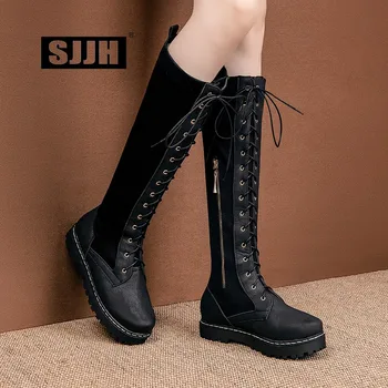 SJJH Women Patchwork Long Boots with Round Toe Zip Flats Short Plush Knee-High Boots Fashion Casual Shoes Large Size E001
SJJH Women Patchwork Long Boots with Round Toe Zip Flats Short Plush Knee-High Boots Fashion Casual Shoes Large Size E001