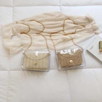 Transparent Women Straw+PVC Clear Bags Fashion Female Shoulder Crossbody Chain Bag Handmade Woven Ladies Messenger Bag
Transparent Women Straw+PVC Clear Bags Fashion Female Shoulder Crossbody Chain Bag Handmade Woven Ladies Messenger Bag