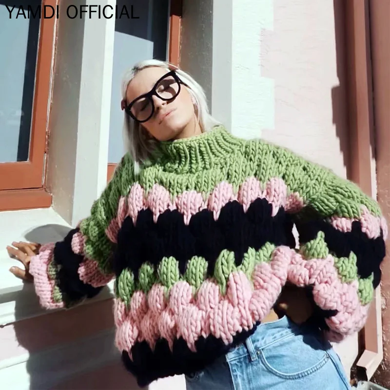 YAMDI Thick Knitted Sweater Female 2019 New Fashion Jumper Woman Autumn Winter Sweaters Warm Multi Women Pullover Runway Loose V 
YAMDI Thick Knitted Sweater Female 2019 New Fashion Jumper Woman Autumn Winter Sweaters Warm Multi Women Pullover Runway Loose V