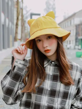 2020 Fisherman Hat Female Cute Korean Version Cat Ear Flounces Yellow Spring Autumn Sun Cap Creative Leisure Tourism Bucket Hat
2020 Fisherman Hat Female Cute Korean Version Cat Ear Flounces Yellow Spring Autumn Sun Cap Creative Leisure Tourism Bucket Hat