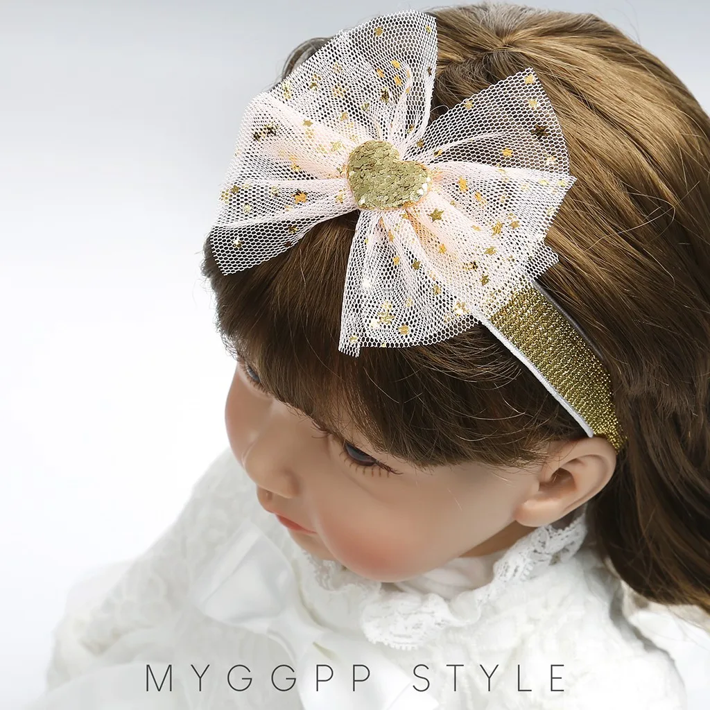 baby girl headband Infant hair accessoriesBaby bow net yarn headband hair band Toddlers bandage Ribbon newborn headwrap
